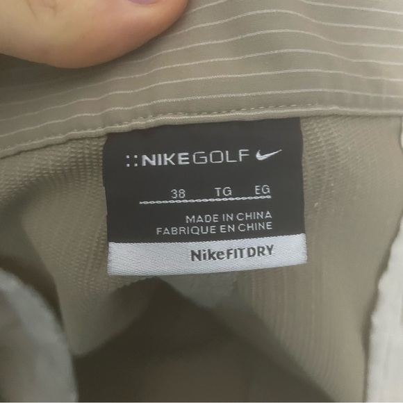Nike Golf Shorts Dri Fit Performance Beige Brown Athletic Mens Size 38 Striped - Picture 4 of 8